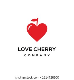 Illustration symbol Cherry fruit with heart sign logo design 