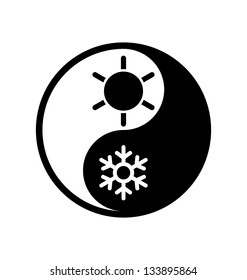 Illustration of symbol climatic balance in shape yin-yang - vector isolated