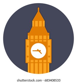 Illustration symbol for England tourist spot Big Ben Clock tower