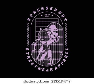 Illustration of a Symbol Girl Stressed Out Graphic Design for T shirt Street Wear and Urban Style