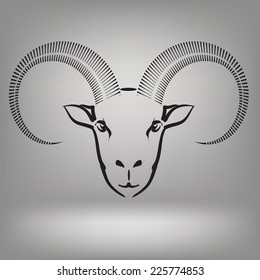 illustration with symbol of goat on a grey background