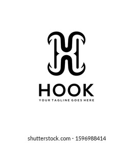 Illustration of the symbol H which is made to resemble a sharp hook logo design