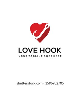 Illustration of the symbol hook which is made to resemble a heart sign logo design