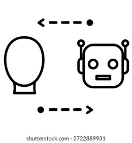 Ilustración de un símbolo de interacción entre humanos e inteligencia artificial