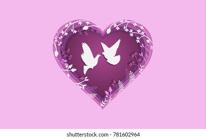illustration symbol of love with the design of paper art and craft. happy valentine's day