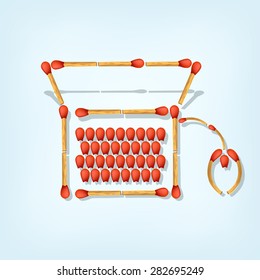 illustration of symbol of notebok maked from matches