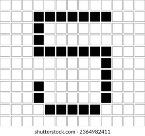 Illustration symbol of a numeric number with a pixel grid arrangement, 5, five