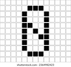 Illustration symbol of a numeric number with a pixel grid arrangement, 0, zero