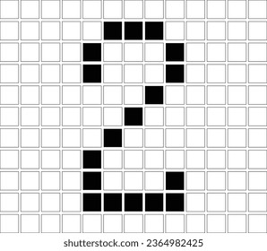 Símbolo de ilustración de un número numérico con una disposición de cuadrícula de píxeles, 2, 2