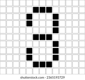 Illustration symbol of a numeric number with a pixel grid arrangement, 3, three