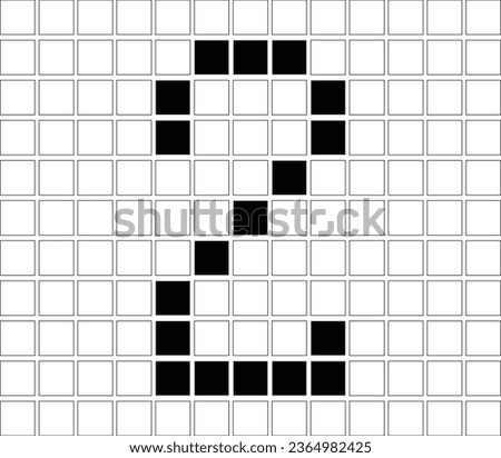 Illustration symbol of a numeric number with a pixel grid arrangement, 2, two