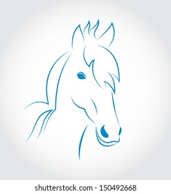 Illustration symbol outline head horse isolated on white background - vector