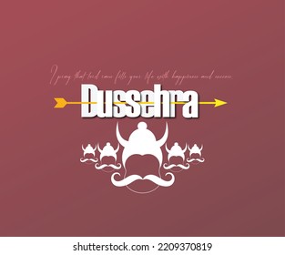 Illustration with symbol of Ravana and Bow-Arrow for Hindu Festival DUSSEHRA (Vijaydashami)