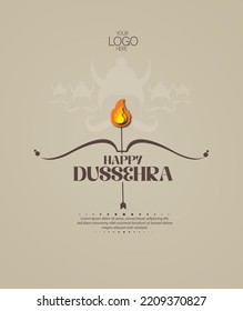 Illustration with symbol of Ravana and Bow-Arrow for Hindu Festival DUSSEHRA (Vijaydashami)