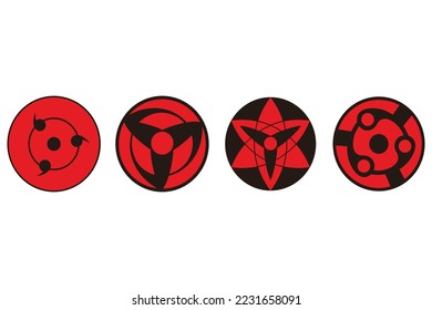 Illustration symbol vector icon of mangekyou sharingan isolated on white background.