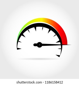 Illustration with a symbolic image of the speedometer and a colored gradient scale