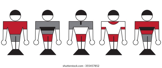 Illustration of symbolic sports team members in different clothes