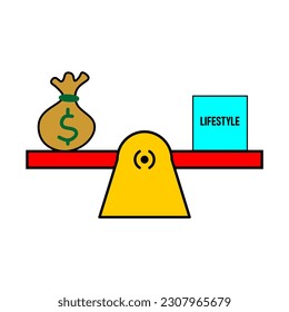 illustration symbolizing balance between money and lifestyle 