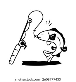 Illustration symbolizing fishing activity related to pet feeding or fun