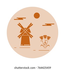 Illustration with symbols of Holland. Travel and leisure. Design for banner, poster or print.