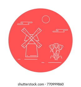 Illustration with symbols of Holland. Travel and leisure. Design for banner, poster or print.