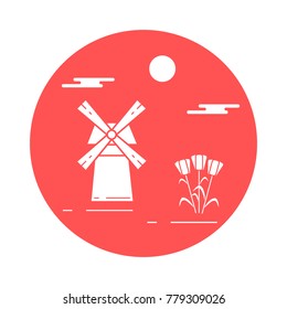 Illustration with symbols of Holland. Travel and leisure. Design for banner, poster or print.
