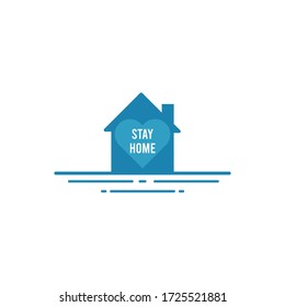 Illustration of symbols or logo, The concept of preventing Covid-19 or Coronavirus by stay at home.