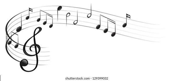 Illustration of the symbols of music on a white background