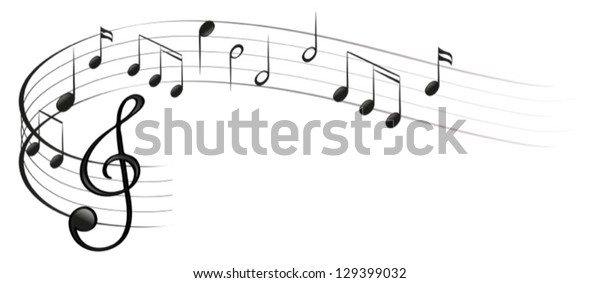 Illustration of the symbols of music on a
white background