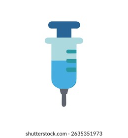 An illustration of a syringe filled with blue fluid