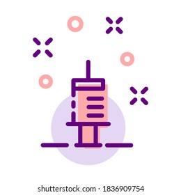 Illustration of syringe injection icon filled outline color vector