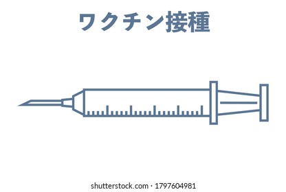 Illustration of a syringe used for vaccination -Translation: Vaccination