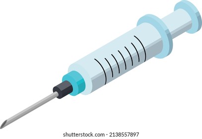 Illustration of a syringe used for vaccine ingestion and immunization.
Isometric style 3D icons for infographics and illustrations. No main lines. Medical concept.