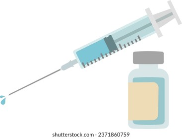 Illustration of syringe and vaccine