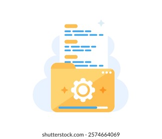 Illustration of a system folder and a text file in flat style.