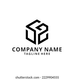 Illustration SZ monogram logo in hexagon style