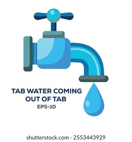 Illustration of Tab water coming out of tab on white
