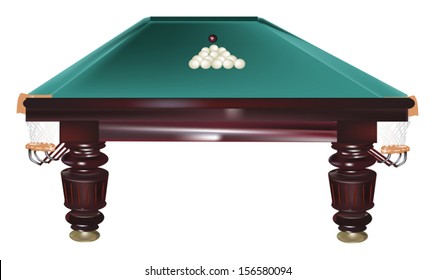 illustration with table for billiards isolated on white background