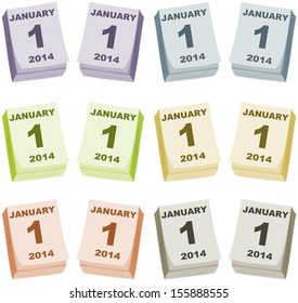 Illustration of a table calendar showing January First