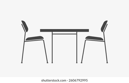Illustration of table and chair for urban cafe or restaurant. Bistro Furniture. Interior of public place for lunch or snack