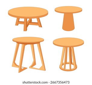 Illustration table circle wood unique design isolated