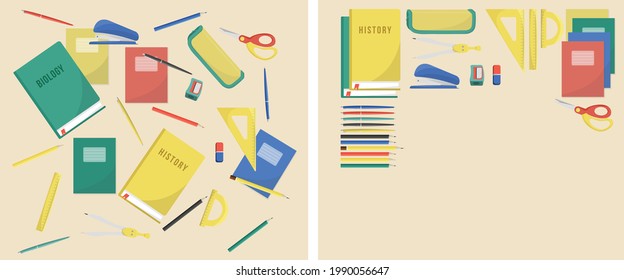 Illustration of a Table with a Dirty and Clean school desk