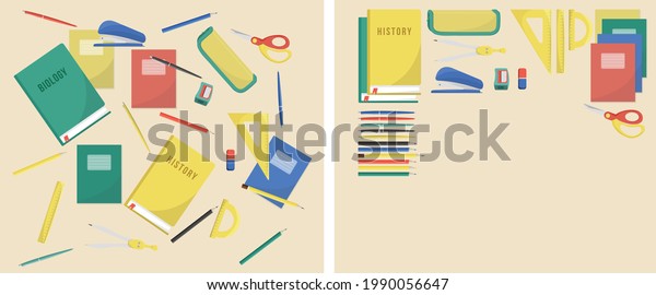 Illustration of a Table with a Dirty and Clean\
school desk