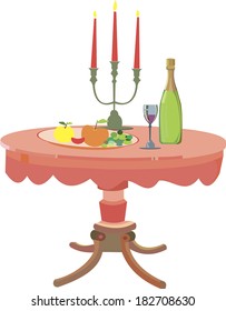 Illustration of a table with food