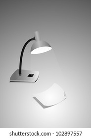 illustration of a table lamp and a sheet of paper isolated on gray background