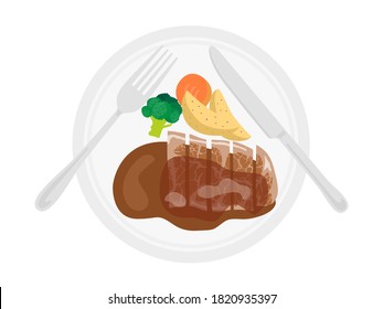 Ilustración de modales de mesa en medio de una comida.