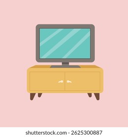 an illustration of a table and television