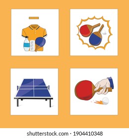 Illustration of table tennis essentials. Table tennis illustration.