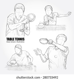 Illustration of Table Tennis. Hand drawn.