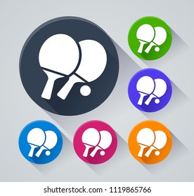 Illustration of table tennis icons with shadow